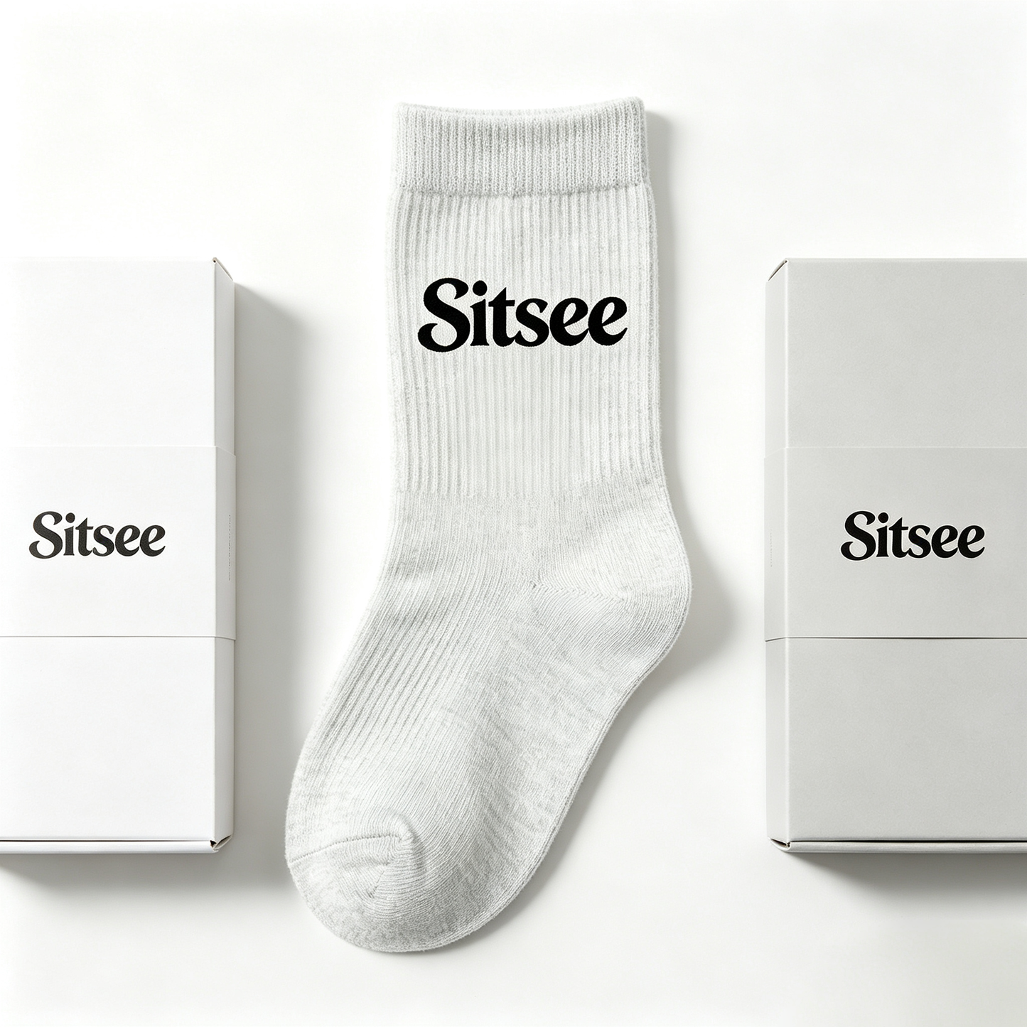 Sitsee Men’s Light Heather Gray Ribbed Crew Socks 5 Pairs Gift Box Pack, Soft Breathable Cotton Mid Calf Socks, Stretch Non-Slip Casual Athletic Daily Work Socks