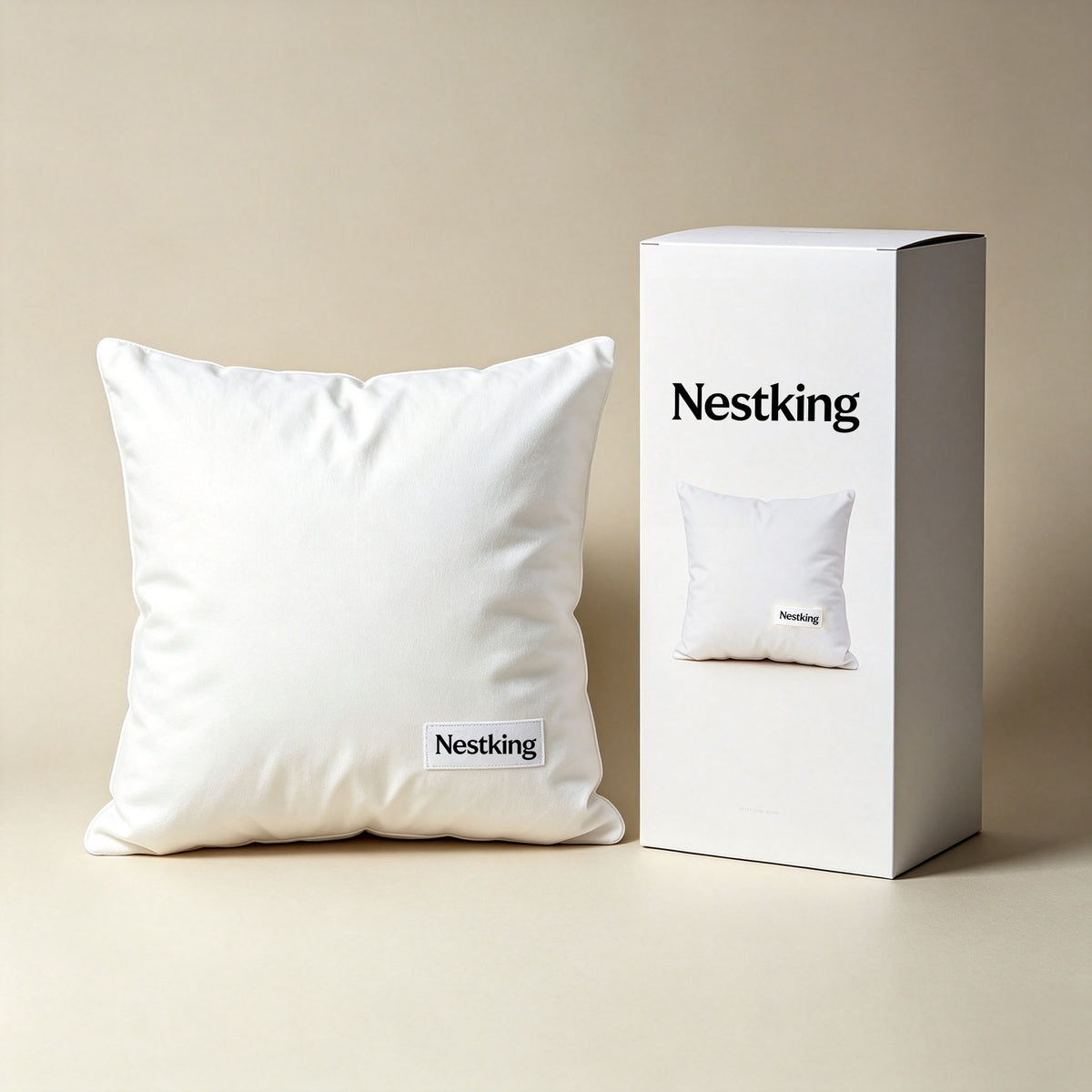 Nestking Square Decorative Throw Pillow Insert, Fluffy Cushion Filler, Vacuum‑Sealed Pack for Couch, Sofa & Bed