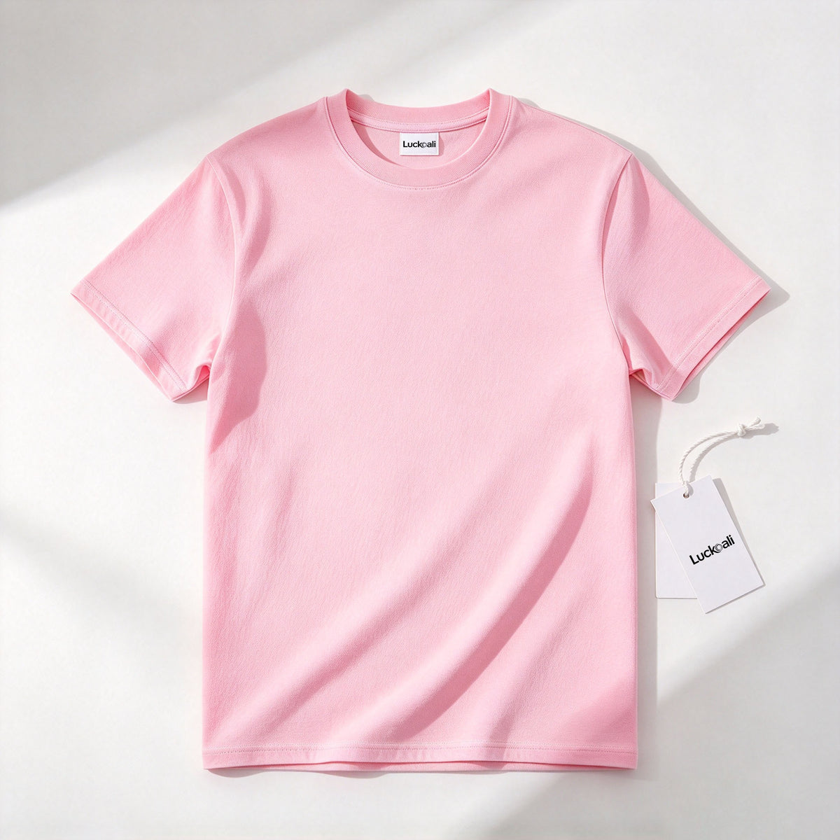Luckoali Women Solid Color Short Sleeve T-Shirt, Crew Neck Soft Breathable Basic Casual Tee for Daily Wear