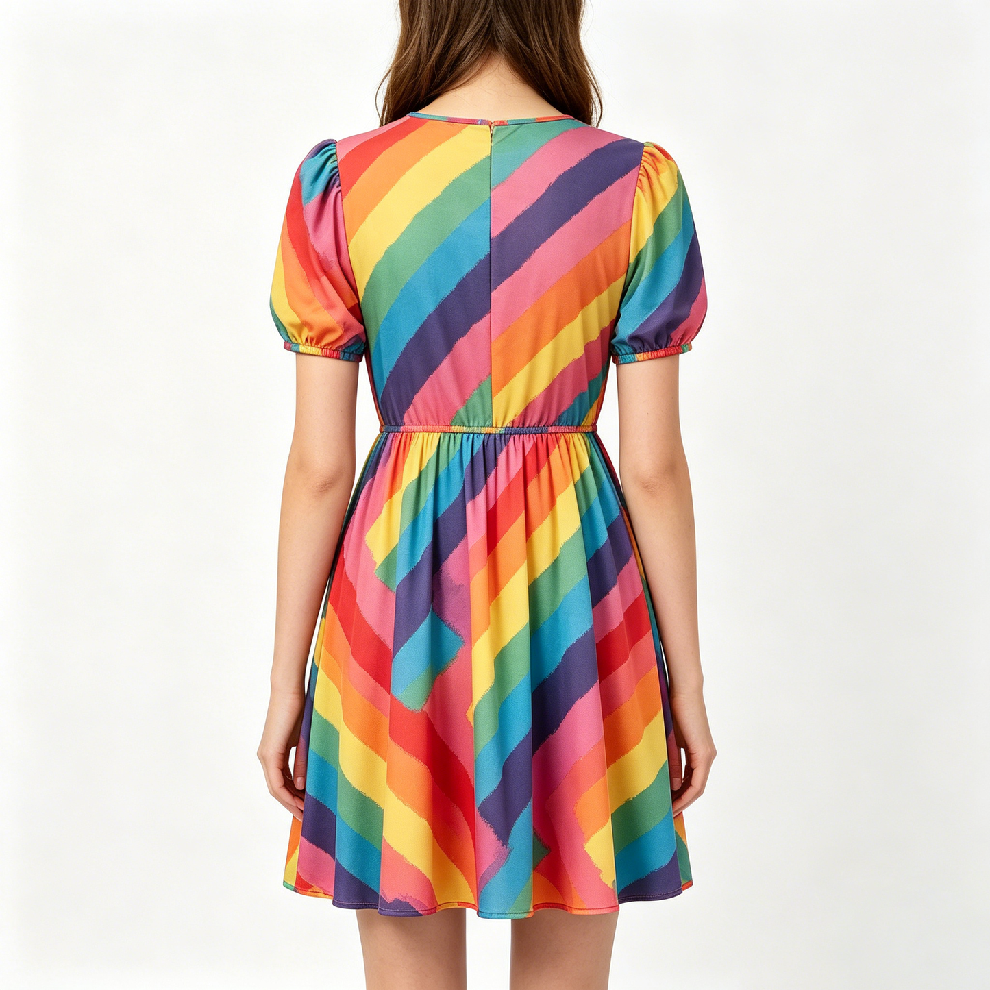 【Huglove Rainbow Stripe Dress】—— Vibrant Style of Comfort & Fashion