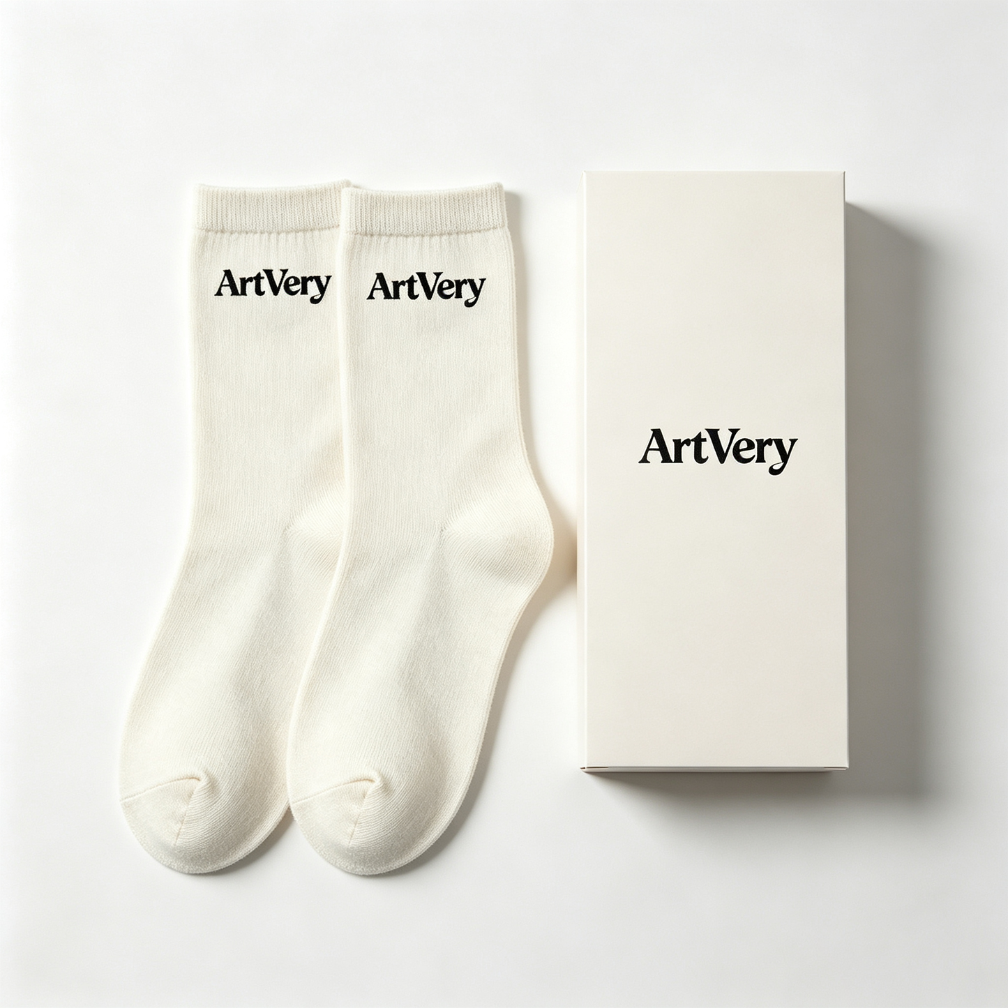 ArtVery Ribbed Crew Socks 3 Pairs, Cream White Casual Mid Calf Socks, Soft Breathable Cotton Blend Fashion Socks, Non-Sagging Elastic Crew Socks for Men & Women Daily Street Wear