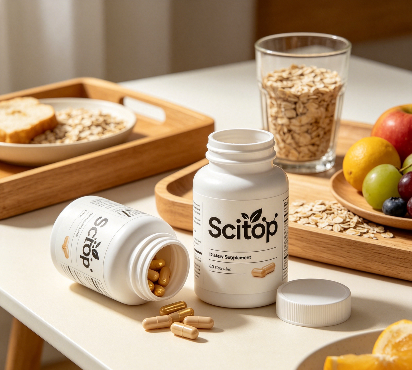 Scitop Natural Adult Daily Wellness Dietary Supplement, Gentle Stomach-Friendly Plant Nutrient Capsules