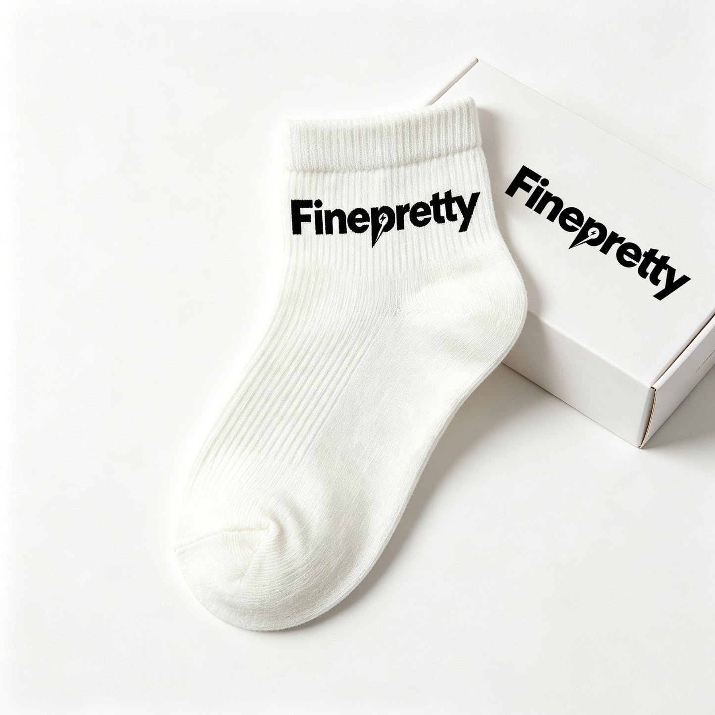 Finepretty Women’s Crew Ankle Socks, Soft Breathable Ribbed Cotton Casual Mid Calf Socks, Fashion Letter Print Athletic Daily Socks for Ladies