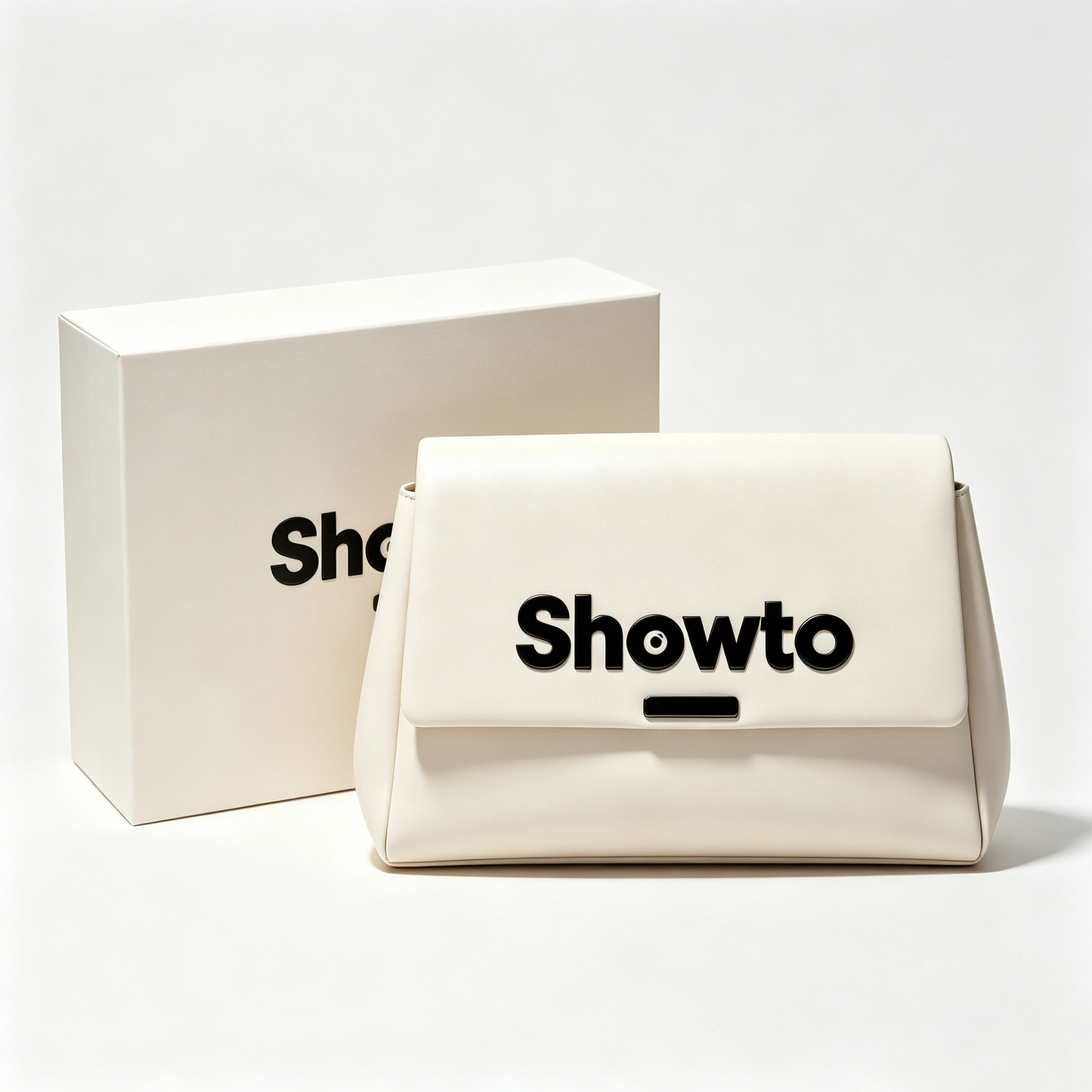 Showto Women’s Flap Shoulder Crossbody Handbag, Minimalist Cream White Faux Leather Satchel Bag, Spacious Multi-Pocket Daily Shoulder Bag, Fashion Versatile Designer Purse for Work Dating Travel