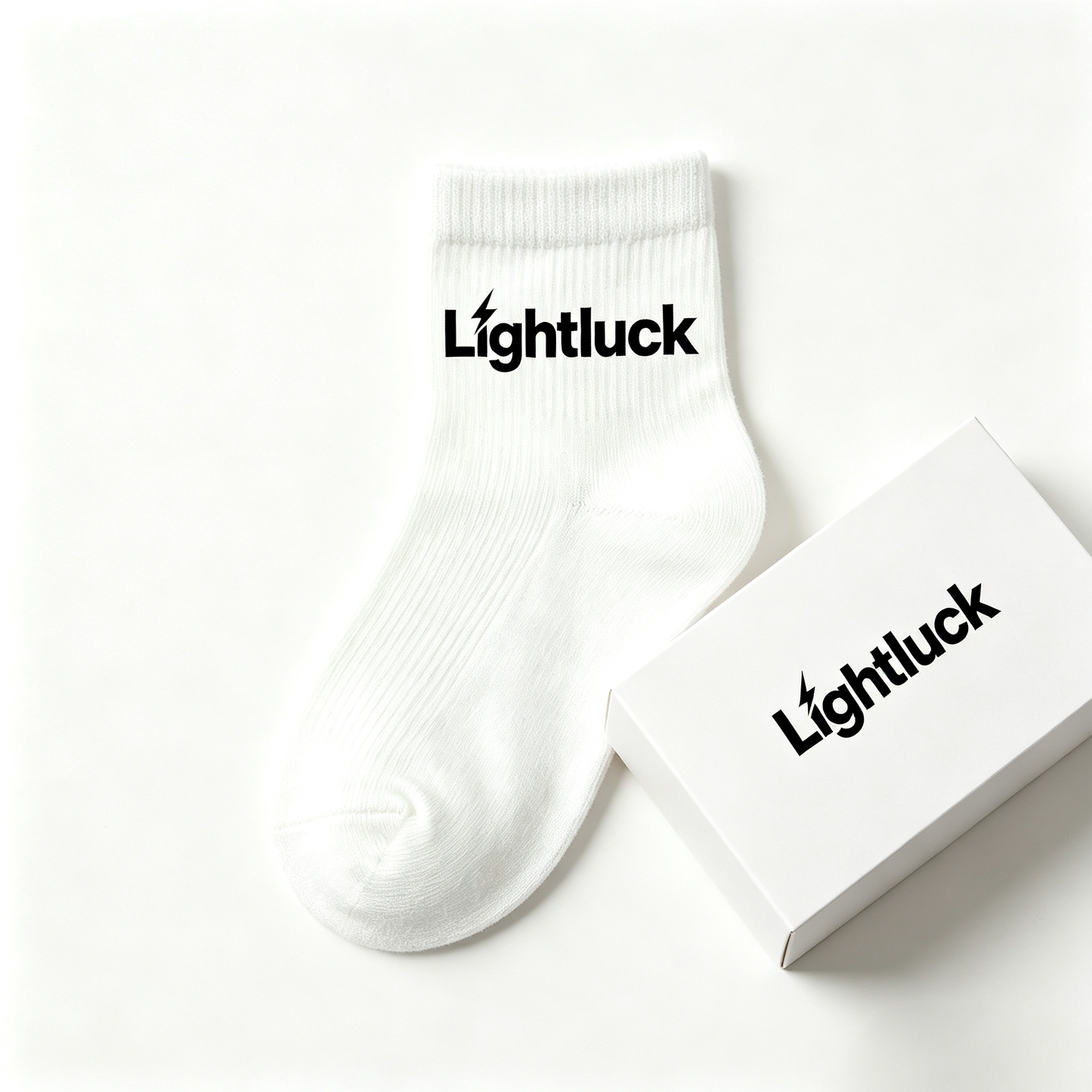 Lightluck White Ribbed Crew Socks for Women, 5 Pairs Soft Breathable Cotton Mid Calf Socks, Non Slip Casual Athletic Daily Ankle Socks Gift Box Pack