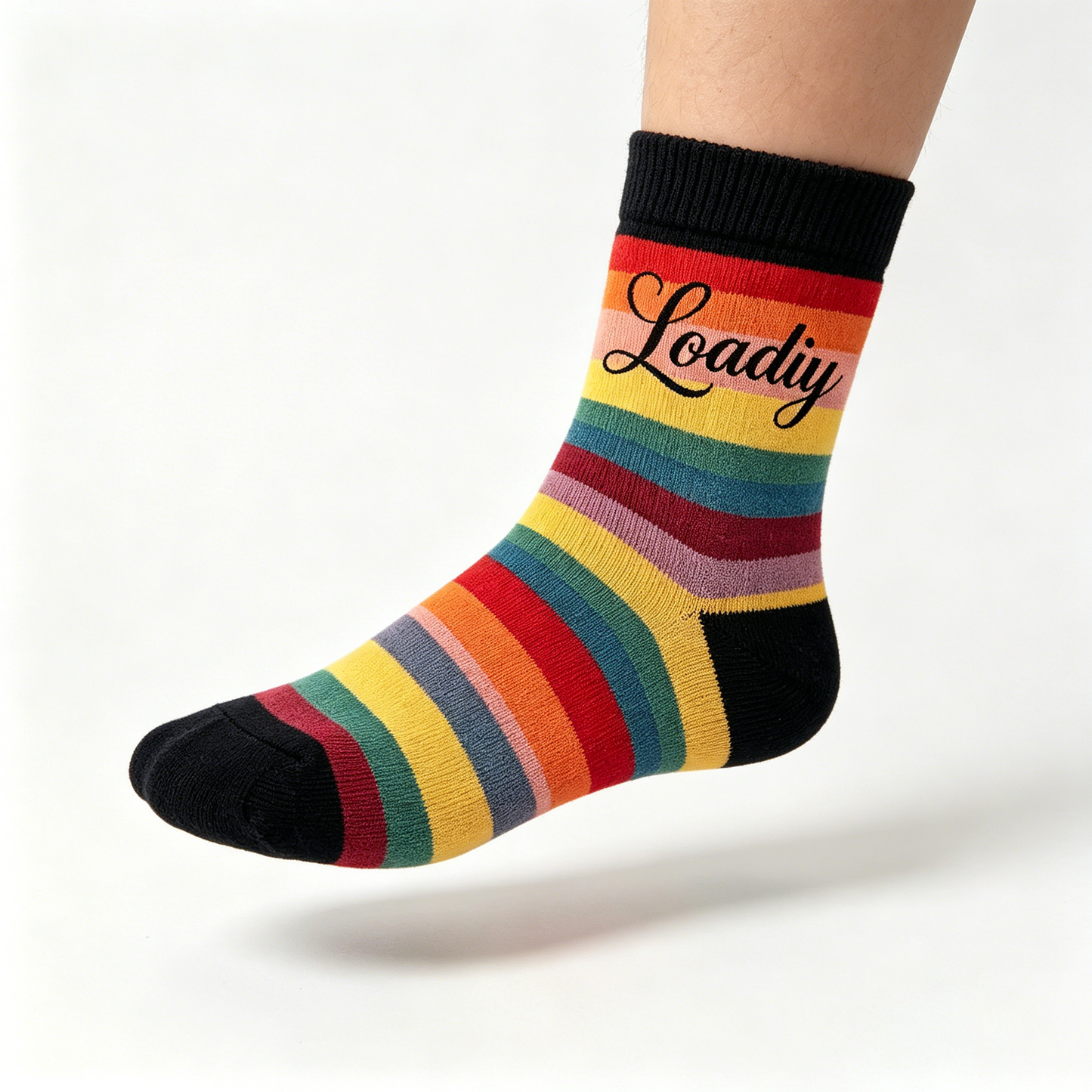 【Loadiy Rainbow Striped Crew Socks】—— Vibrant Style & All-Day Comfort