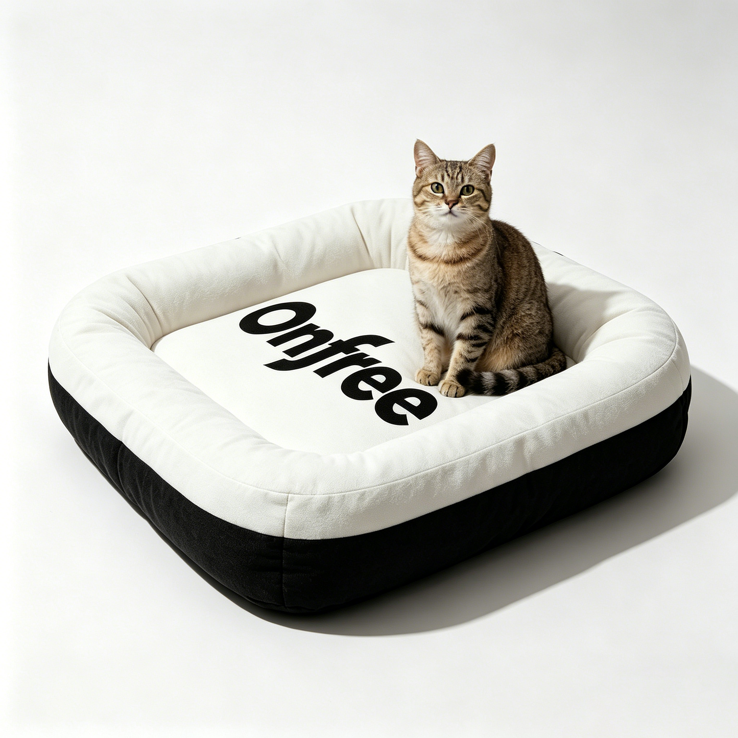 Onfree Square Bolster Pet Bed Cushion, Soft Plush Anti-Slip Dog Cat Sleeping Mat, Washable Comfort Pet Sofa Bed for Small Medium Pets