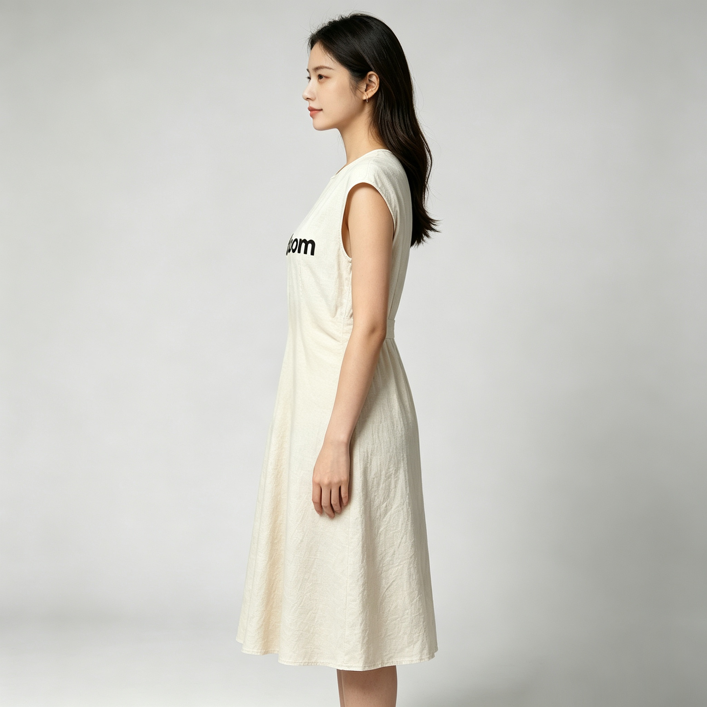 Heybloom Summer Lightweight Linen Blend Midi Dress for Women Sleeveless Fitted Waist Swing Dress Everyday Casual Wear