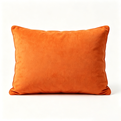 UpBliss Orange Velvet Throw Pillow with Black Embroidered Logo - Soft Decorative Cushion for Couch, Bed, Living Room & Bedroom