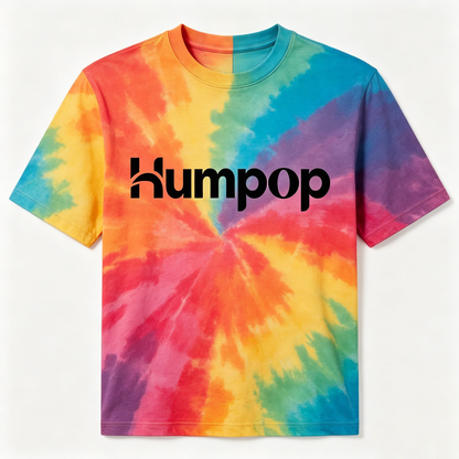 Humpop Tie-Dye Crewneck T-Shirt, Casual Short Sleeve Tee for Men, Multicolor Spiral Tie Dye, Loose Fit, Streetwear Style, Summer Everyday Wear