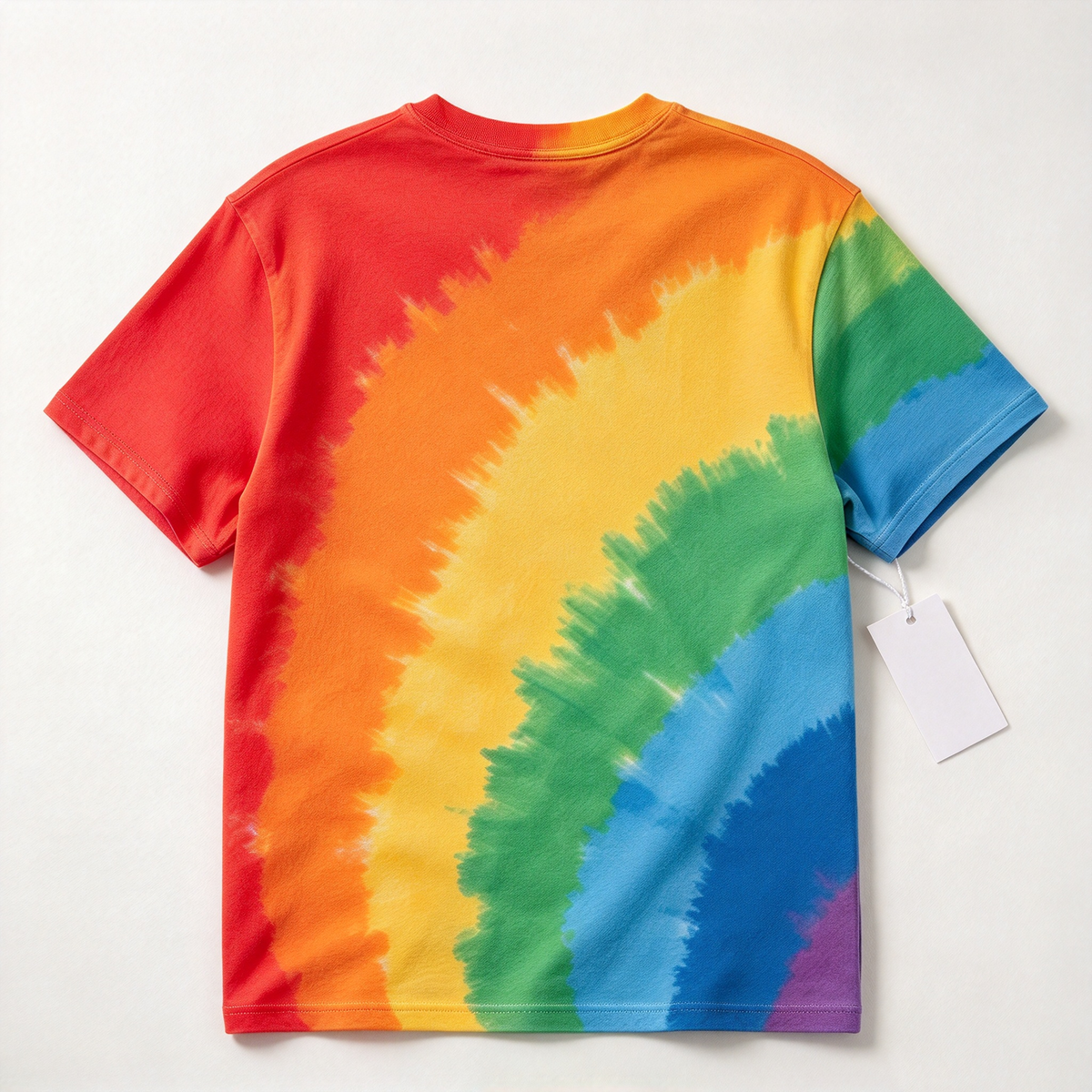 Fruitlion Rainbow Tie-Dye Short Sleeve T-Shirt, Crew Neck Unisex Casual Summer Tee