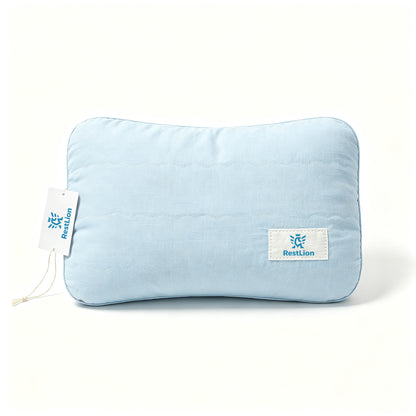 RestLion Travel Small Pillow, Portable Curved Neck Support Pillow, Compressible Packable Mini Pillow for Airplane Car Camping Office Napping