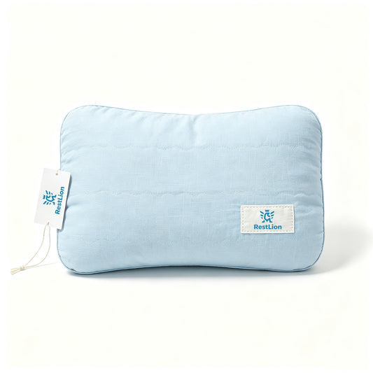 RestLion Travel Small Pillow, Portable Curved Neck Support Pillow, Compressible Packable Mini Pillow for Airplane Car Camping Office Napping