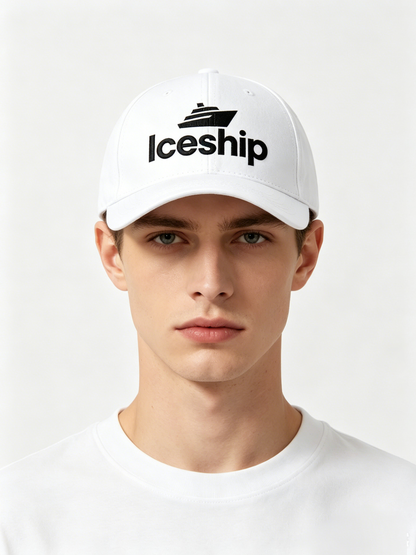 Iceship Classic Cotton Baseball Cap, Adjustable Curved Brim Dad Hat, Breathable Outdoor Sun Hat for Men Women, White