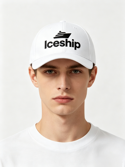 Iceship Classic Cotton Baseball Cap, Adjustable Curved Brim Dad Hat, Breathable Outdoor Sun Hat for Men Women, White
