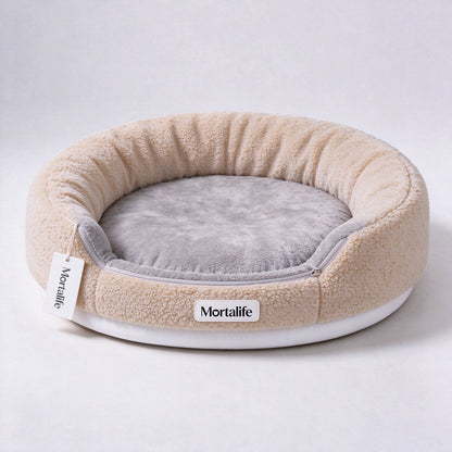 Mortalife Round Donut Pet Cushions for Dogs Cats, Soft Plush Pet Cushions with Removable Washable Insert, Non-Slip Bottom Calming Pet Cushions for Small Medium Pets