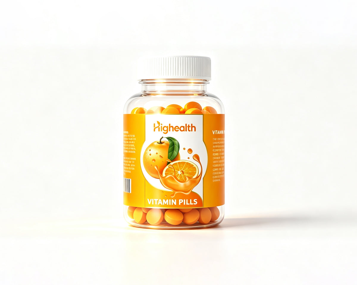 Highealth Vitamin C Pills, Orange Flavor Daily Dietary Supplement, Antioxidant Support Vitamin Tablets for Adults