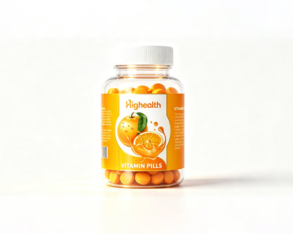 Highealth Vitamin C Pills, Orange Flavor Daily Dietary Supplement, Antioxidant Support Vitamin Tablets for Adults