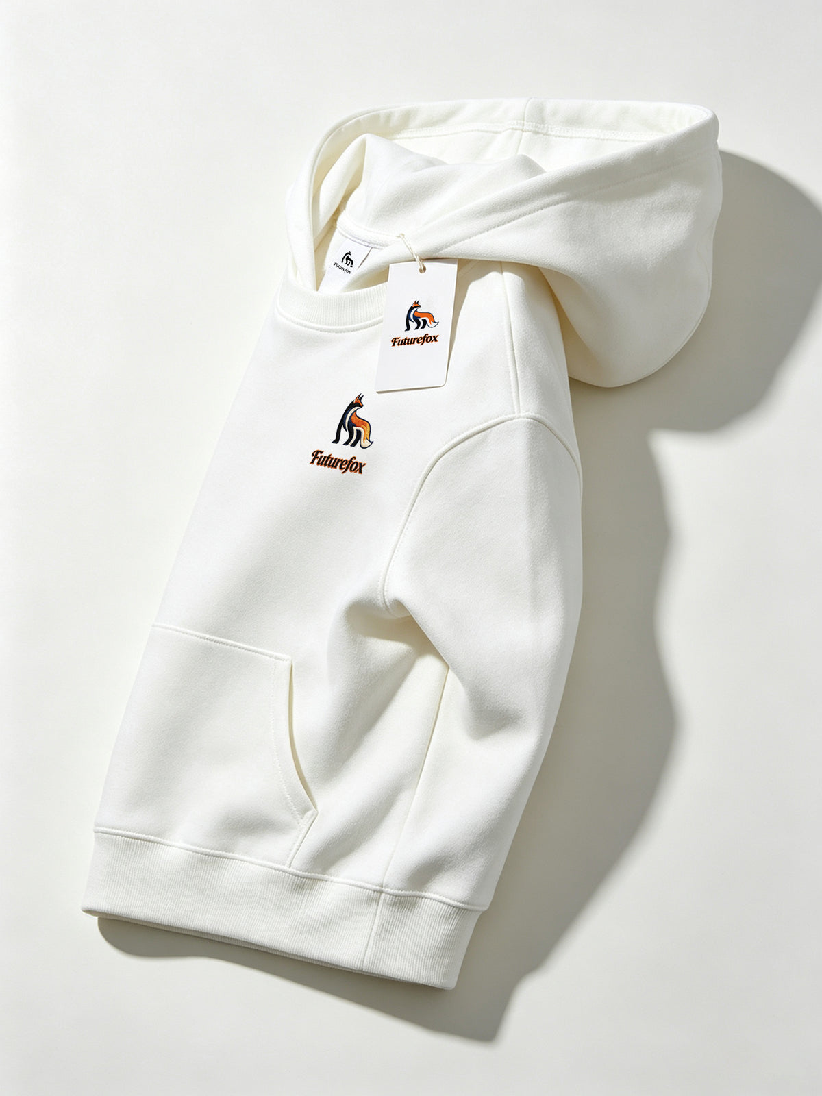 Futurefox Men's Pullover Hoodie, Small Fox Embroidered Logo Casual Long Sleeve Soft Fleece Sweatshirt