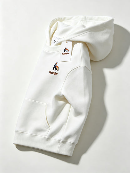 Futurefox Men's Pullover Hoodie, Small Fox Embroidered Logo Casual Long Sleeve Soft Fleece Sweatshirt