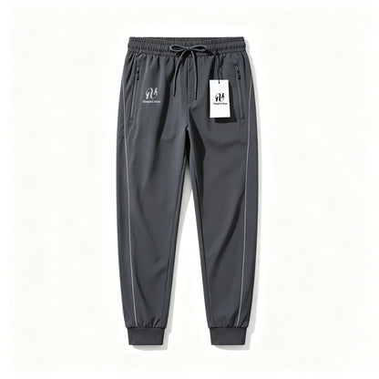SimpleUrban Men's Quick Dry Jogger Pants, Elastic Drawstring Tapered Sweatpants with Reflective Side Strip & Zipper Pockets for Outdoor Sports Casual Wear