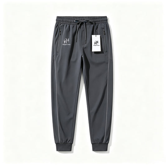 SimpleUrban Men's Quick Dry Jogger Pants, Elastic Drawstring Tapered Sweatpants with Reflective Side Strip & Zipper Pockets for Outdoor Sports Casual Wear