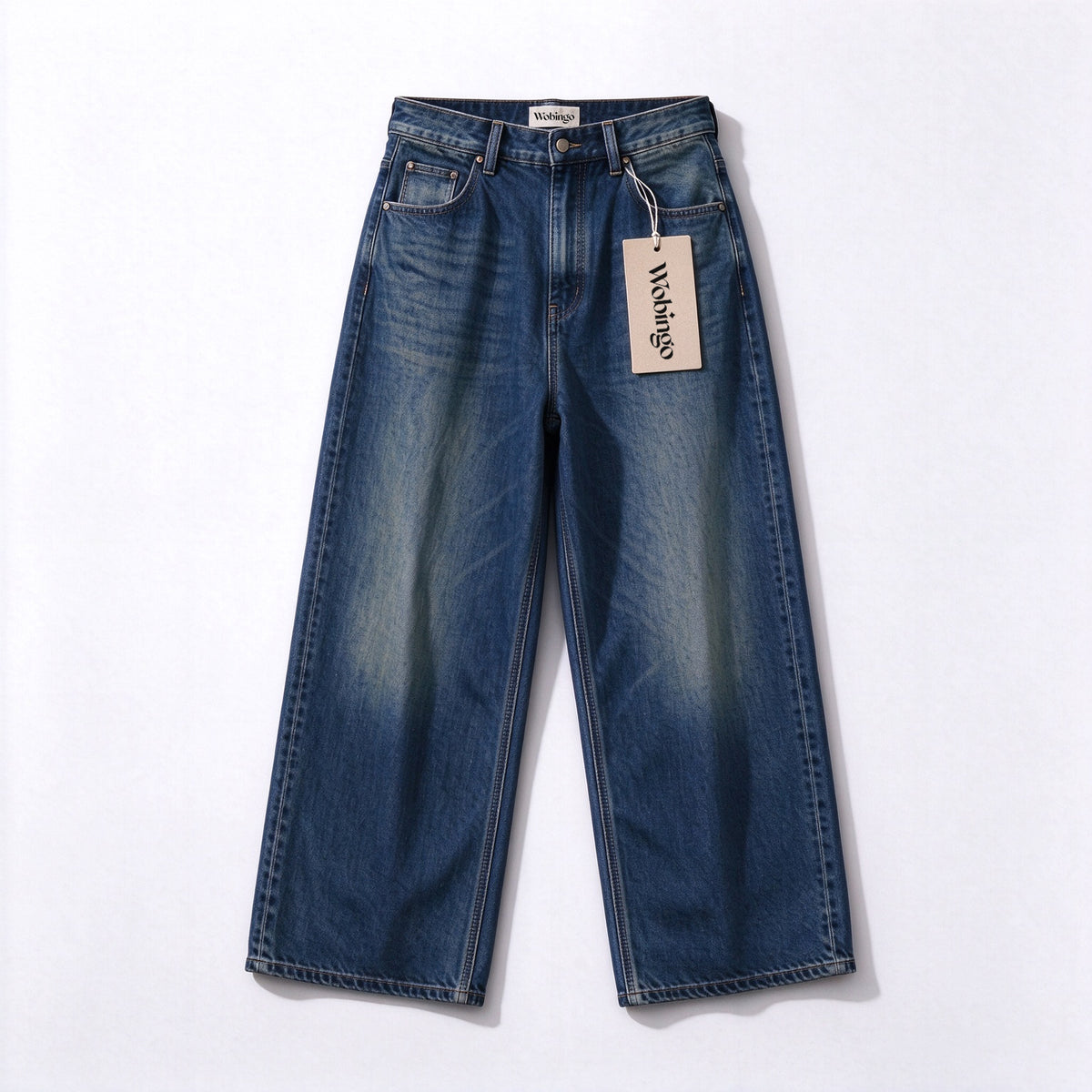 Wobingo Women Wide Leg Jeans, High Waist Loose Denim Pants, Vintage Washed Casual Baggy Denim Trousers with Pockets
