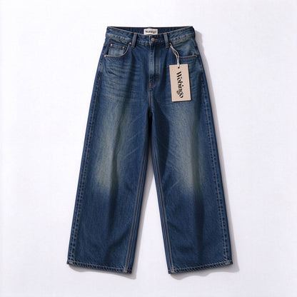Wobingo Women Wide Leg Jeans, High Waist Loose Denim Pants, Vintage Washed Casual Baggy Denim Trousers with Pockets