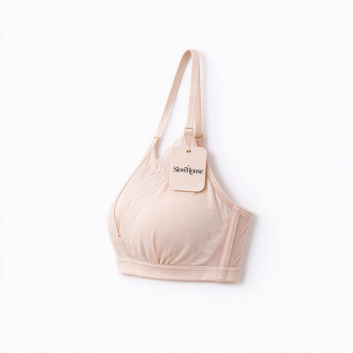 SlowHouse Women Lace Wireless Underwear Bra, Soft Lightly Lined V Neck Bralette, Adjustable Straps Back Hook Comfy Everyday Underwear