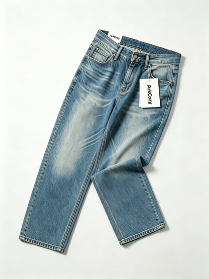 ArkCozy Straight Leg Jeans, Classic Washed Denim Pants, Relaxed Fit Casual Denim Trousers for Men Daily Wear