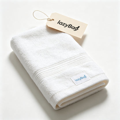 lazyBag 100% Cotton Hand Towel, Soft Absorbent Quick Dry Face Towel, White Bathroom Towel for Home Use