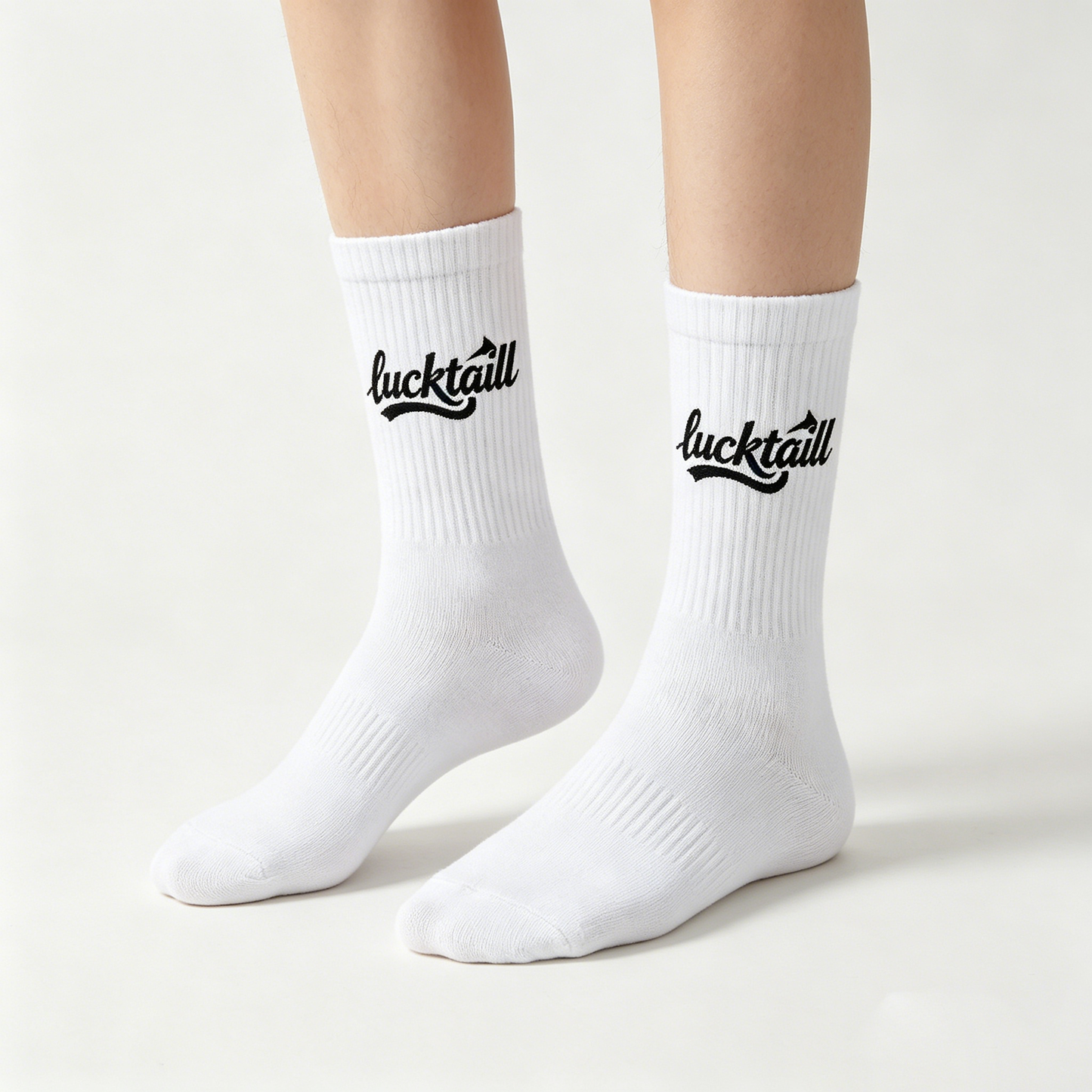 lucktaill Men Women Ribbed Crew Cotton Socks, Soft Breathable Mid Calf Casual Socks, Vintage Script Letter Athletic Daily Socks, Gift Box Pack