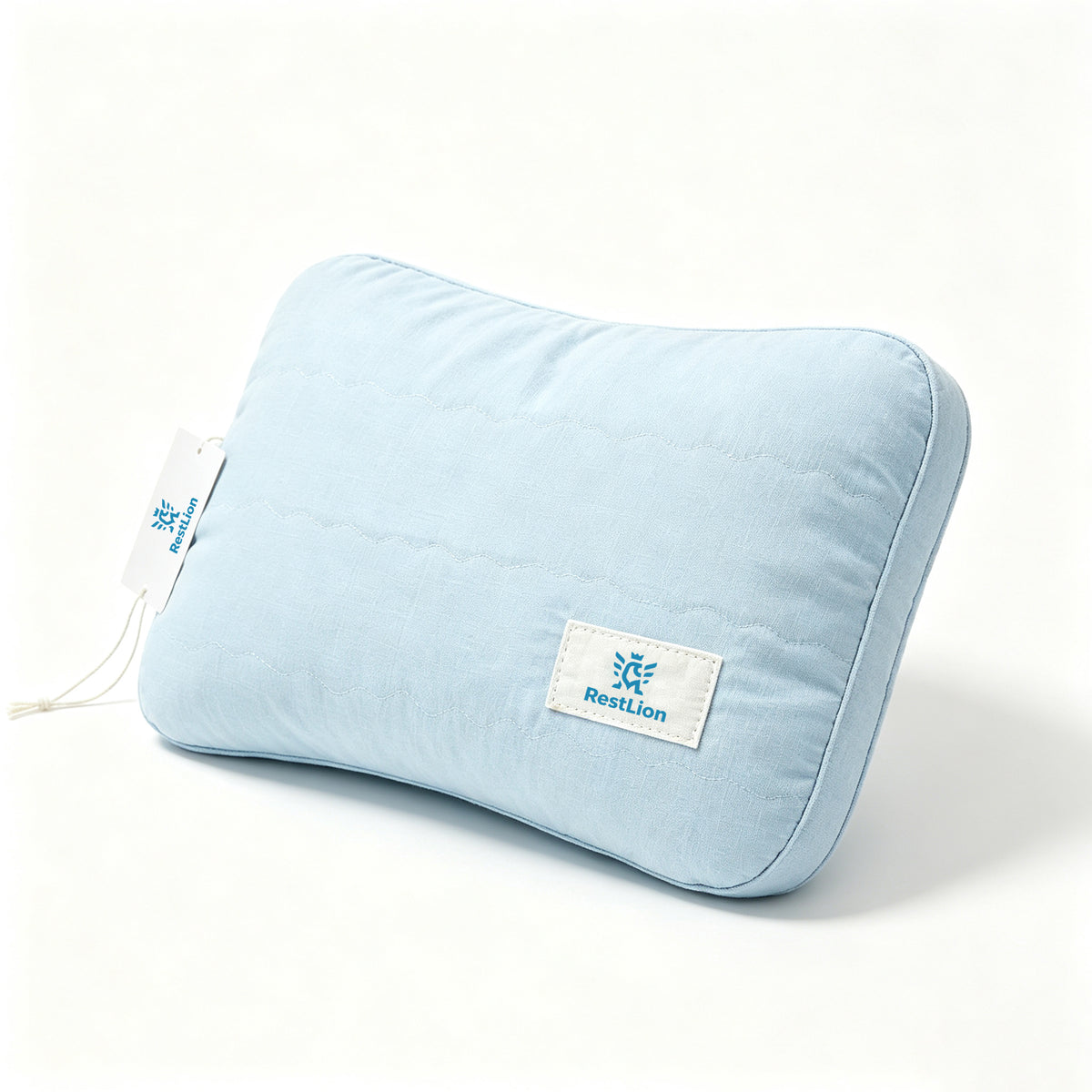 RestLion Travel Small Pillow, Portable Curved Neck Support Pillow, Compressible Packable Mini Pillow for Airplane Car Camping Office Napping