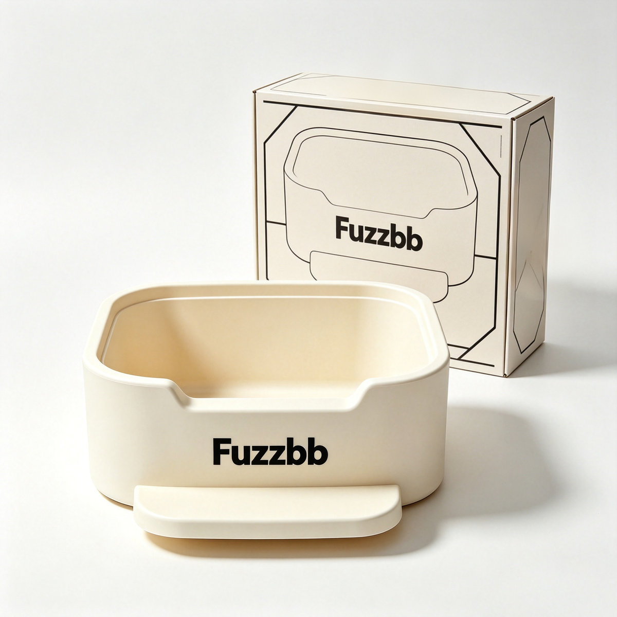 Fuzzbb Cat Litter Pan, Open Top Kitten Litter Box with Anti-Splash Design, Durable Smooth Cat Litter Container for Indoor Cats