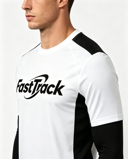 FastTrack Quick Dry Men's Color Block Workout Long Sleeve Tee, Lightweight Athletic Training Top