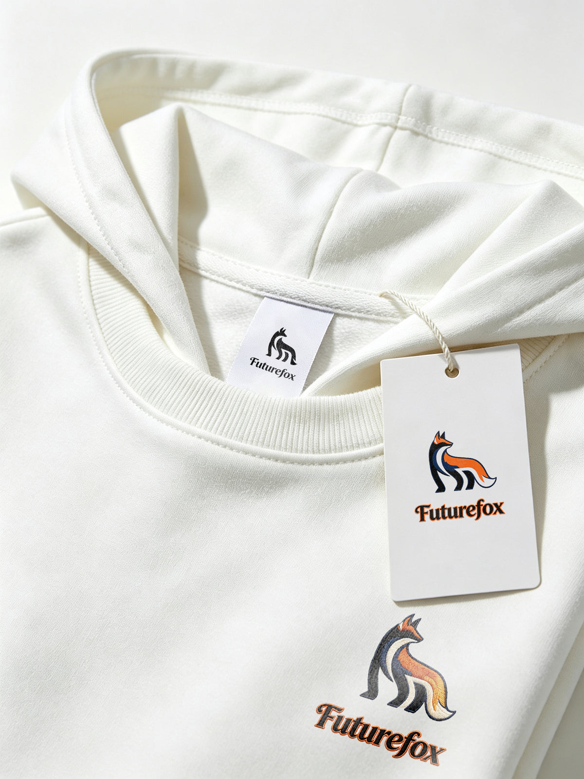 Futurefox Men's Pullover Hoodie, Small Fox Embroidered Logo Casual Long Sleeve Soft Fleece Sweatshirt