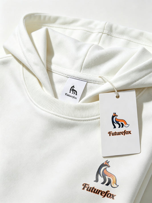 Futurefox Men's Pullover Hoodie, Small Fox Embroidered Logo Casual Long Sleeve Soft Fleece Sweatshirt