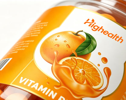 Highealth Vitamin C Pills, Orange Flavor Daily Dietary Supplement, Antioxidant Support Vitamin Tablets for Adults