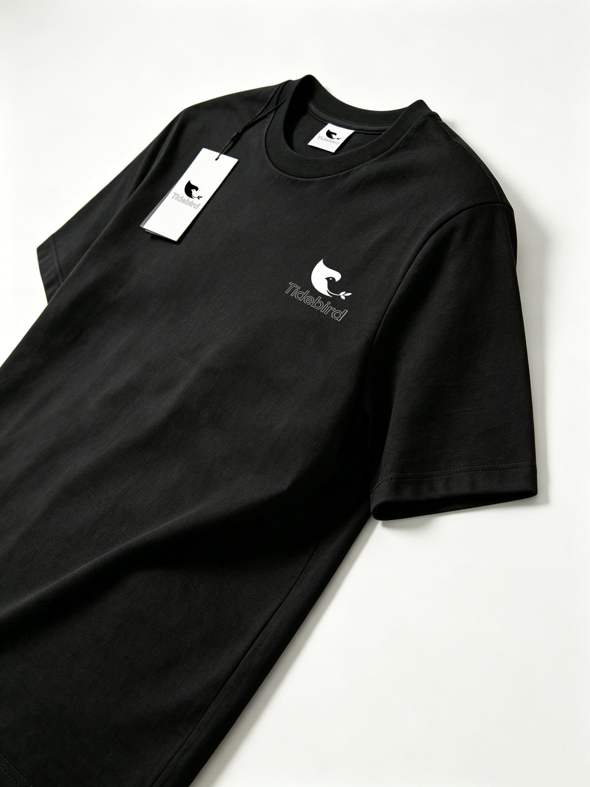 Tidebird Men's Short Sleeve T-Shirt, Classic Crew Neck Cotton Tee, Minimalist Bird Logo Print Casual Basic Tops for Daily Wear