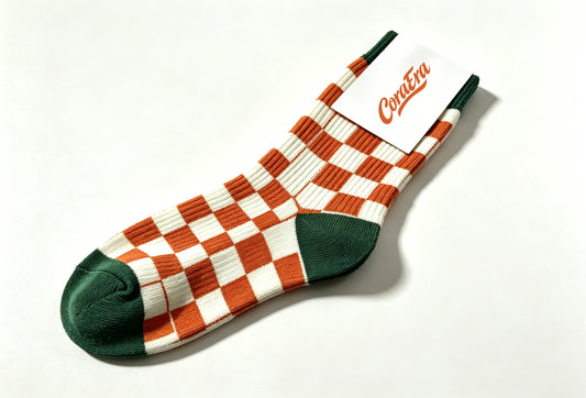 CoraEra Checkered Crew Socks, Retro Color Block Mid-Calf Socks, Soft Breathable Casual Fashion Socks for Daily Wear