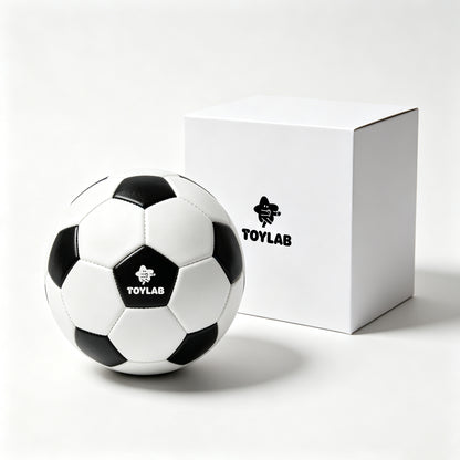 TOYLAB Kids Football, Classic Black White Panel Machine Stitched Football, Durable PVC Toddler Toy Football with Gift Box for Indoor & Outdoor Play