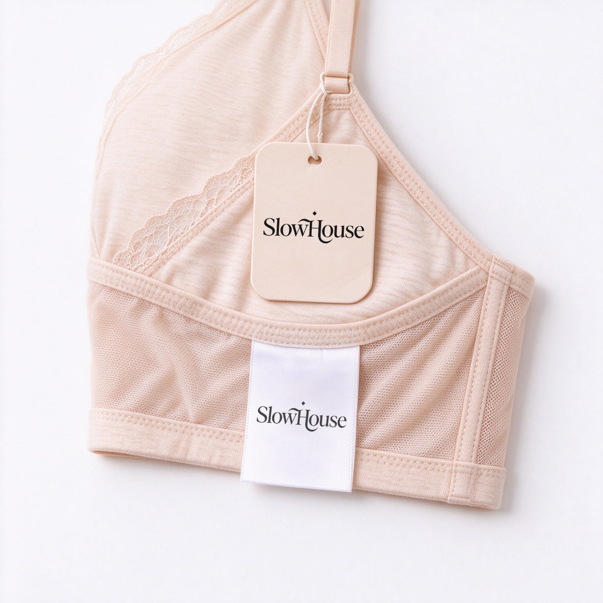 SlowHouse Women Lace Wireless Underwear Bra, Soft Lightly Lined V Neck Bralette, Adjustable Straps Back Hook Comfy Everyday Underwear