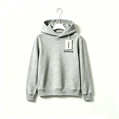 Twinsay Kids Hoodie, Classic Grey Pullover Hooded Sweatshirt, Soft Comfortable Long Sleeve Top with Simple Letter Print, Gift Box Pack for Boys Girls