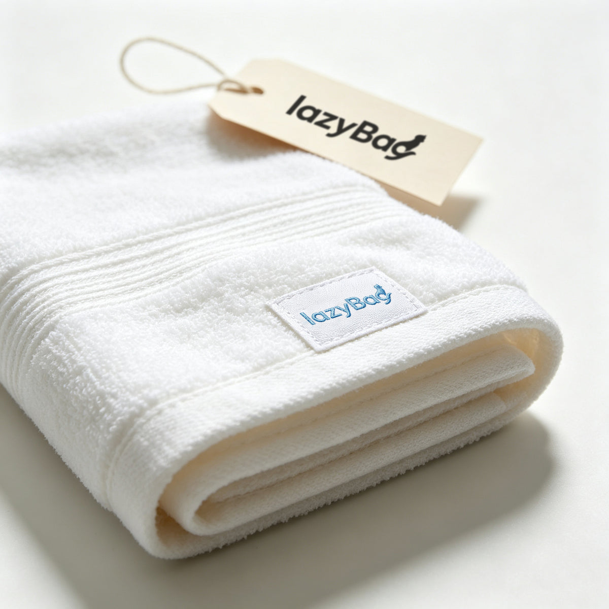 lazyBag 100% Cotton Hand Towel, Soft Absorbent Quick Dry Face Towel, White Bathroom Towel for Home Use