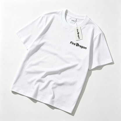 FireDragon Men's Crew Neck Cotton Short Sleeve T-Shirt, Minimal Small Logo Print Casual Basic Breathable Tee Top