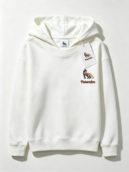 Futurefox Men's Pullover Hoodie, Small Fox Embroidered Logo Casual Long Sleeve Soft Fleece Sweatshirt
