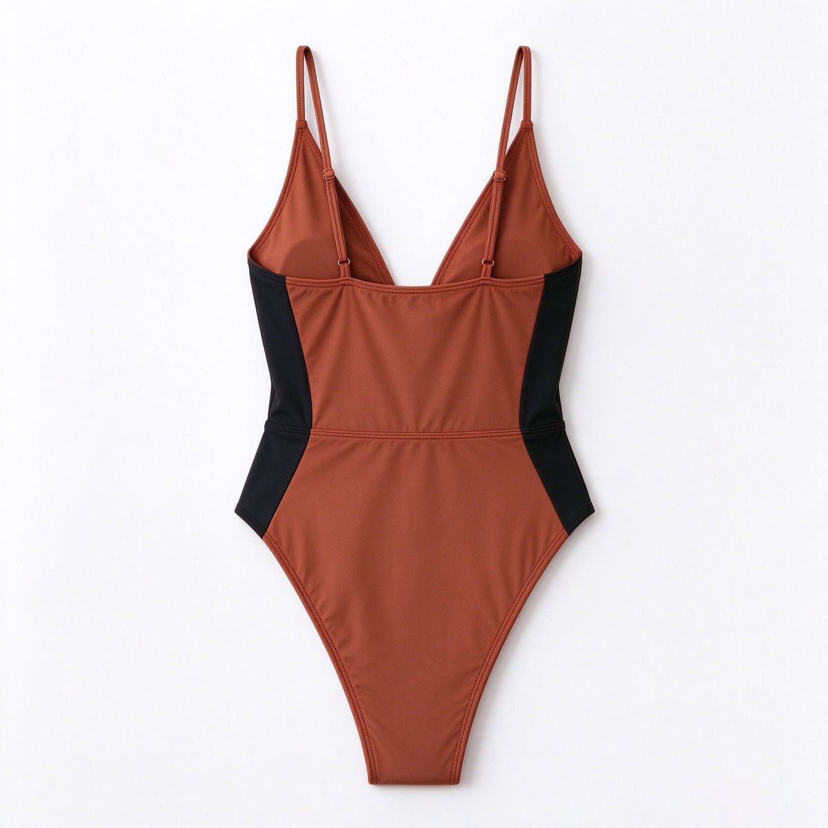 Southhill Women One Piece Swimsuit, V Neck Color Block Bathing Suit, Adjustable Spaghetti Straps Tummy Control Swimwear for Beach Pool