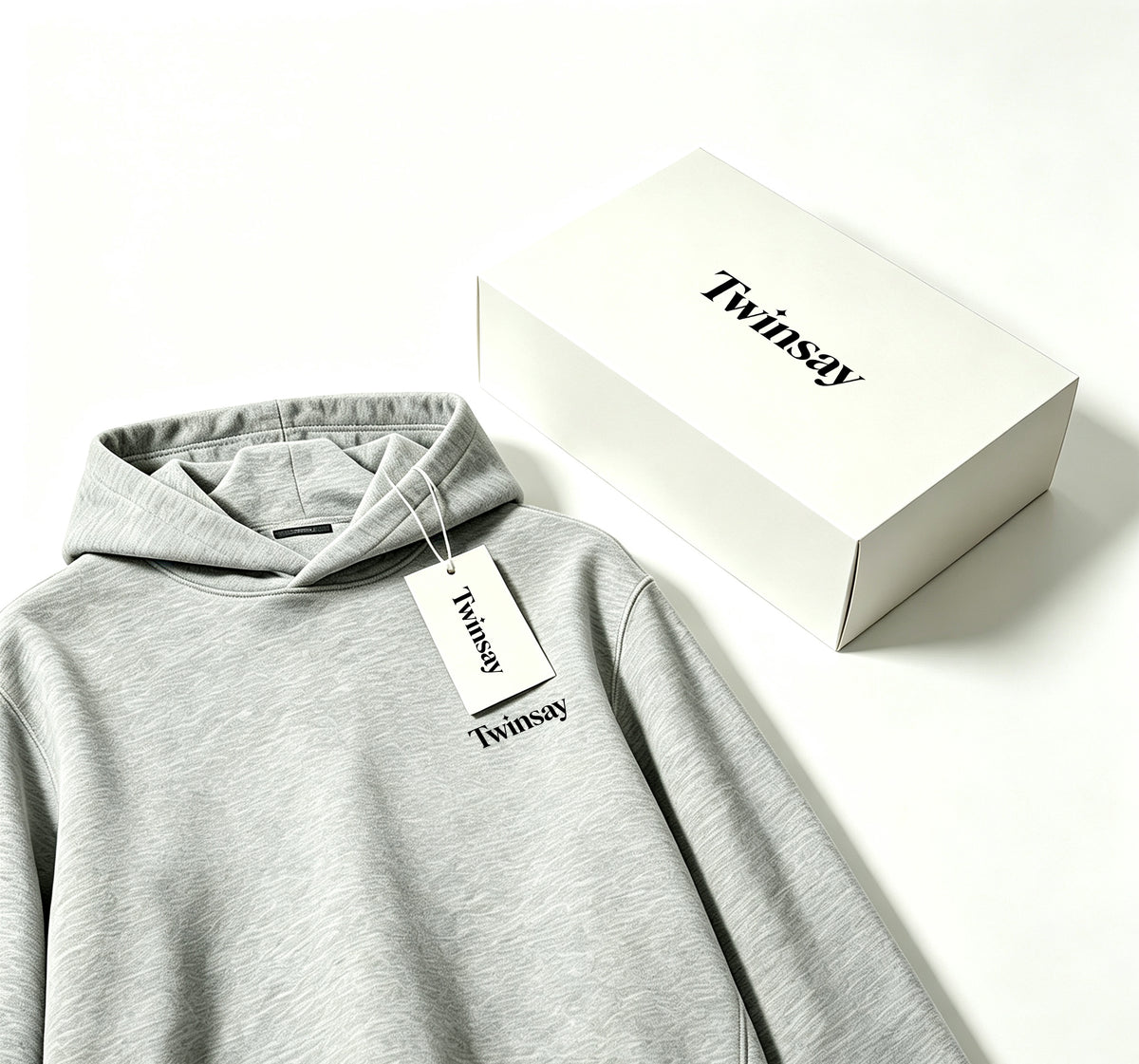 Twinsay Kids Hoodie, Classic Grey Pullover Hooded Sweatshirt, Soft Comfortable Long Sleeve Top with Simple Letter Print, Gift Box Pack for Boys Girls