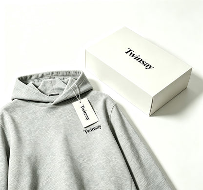 Twinsay Kids Hoodie, Classic Grey Pullover Hooded Sweatshirt, Soft Comfortable Long Sleeve Top with Simple Letter Print, Gift Box Pack for Boys Girls