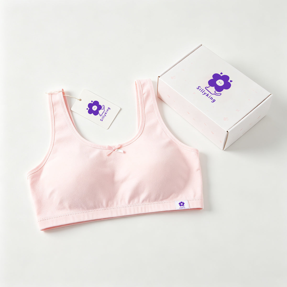 Sillyking Girls Training Bra, Soft Cotton Wireless Cami Underwear for Teens, Breathable Seamless Puberty First Training Underwear for Girls Aged 814